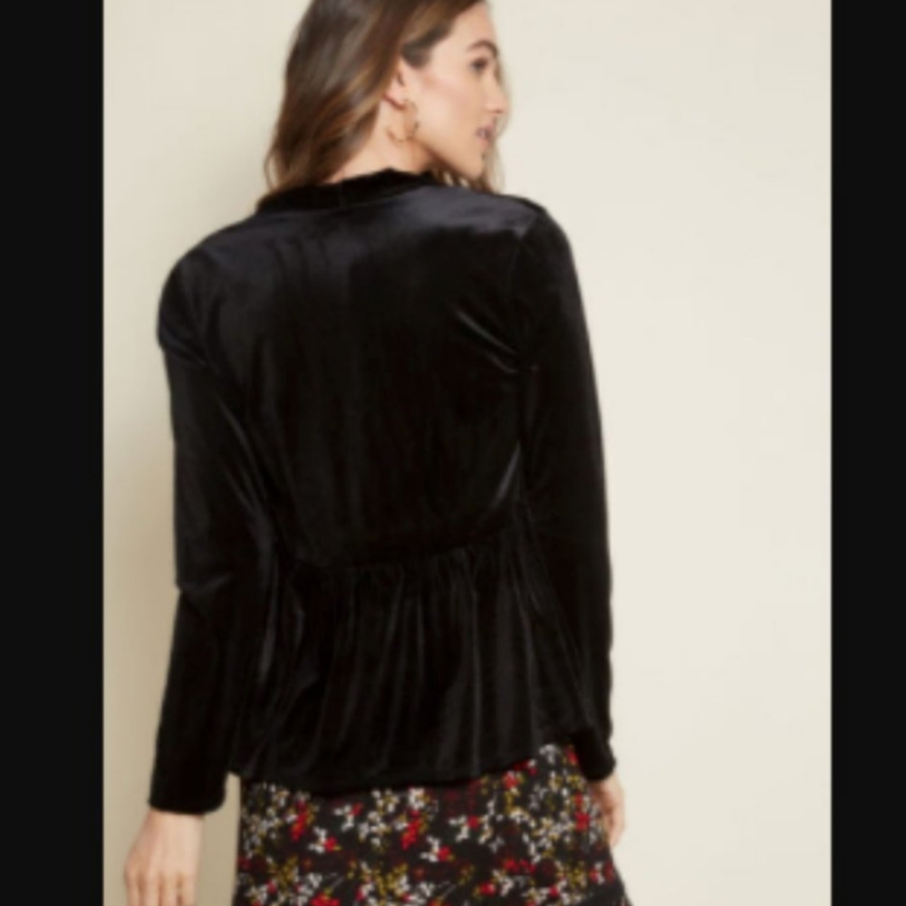 Modcloth Luxe The Part Soft Draped Black Velvet Blazer Sz M - Picture 2 of 16